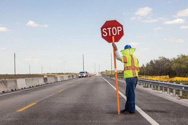 Change road stop sign